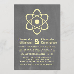 Yellow Atomic Chalkboard Wedding Invite