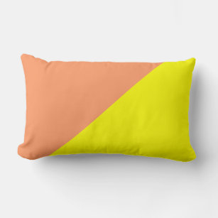 Yellow & Atomic tangerine Solid Colour Background Lumbar Cushion
