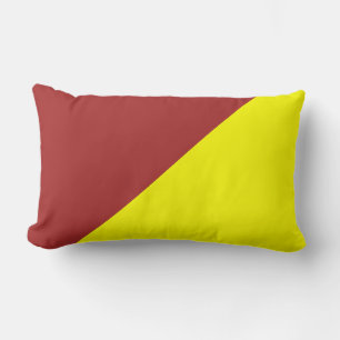 Yellow & Auburn Solid Colour Background Lumbar Cushion