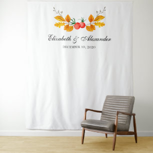 Yellow autumn backdrop. Fall wedding background Tapestry