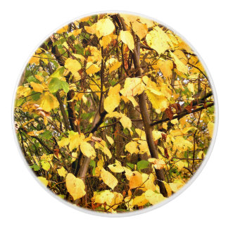YELLOW AUTUMN LEAVES CERAMIC KNOB