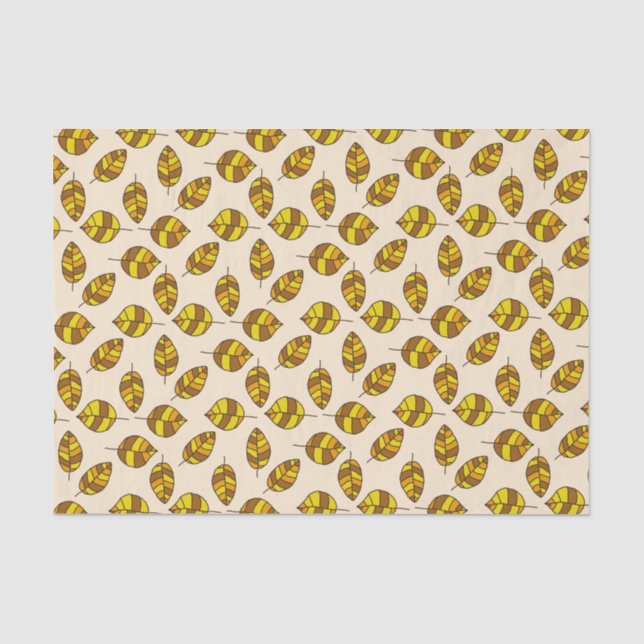 Yellow Autumn Leaves Graphical Leaf Pattern Tissue Paper (Front)