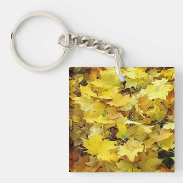 Yellow Autumn Leaves Key Ring (Front)