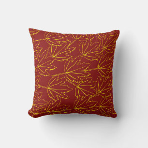 yellow autumn leaves pattern on brown cushion