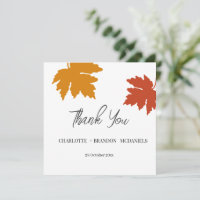 Yellow Autumn Maple Leaf Wedding Thank You 