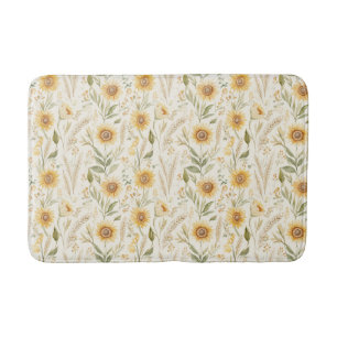 Yellow Autumn Sunflowers Bath Mat
