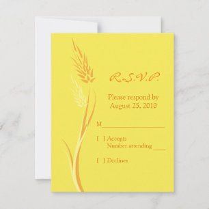 Yellow Autumn Wheat Wedding Response Card