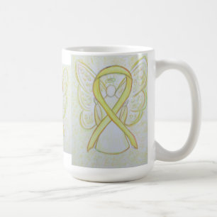 Yellow Awareness Ribbon Angel Art Coffee Mug
