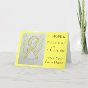 Yellow Awareness Ribbon Angel Art Greeting Cards