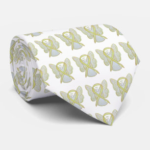 Yellow Awareness Ribbon Angel Custom Apparel Tie