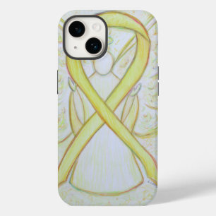 Yellow Awareness Ribbon Angel Custom iPhone Case