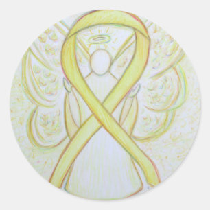 Yellow Awareness Ribbon Angel Decal Stickers