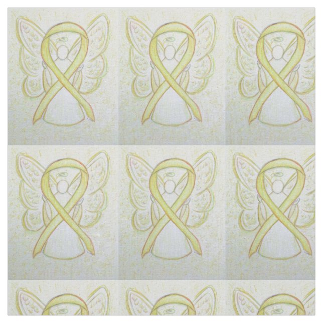 Yellow Awareness Ribbon Angel Fabric Material (Swatch)