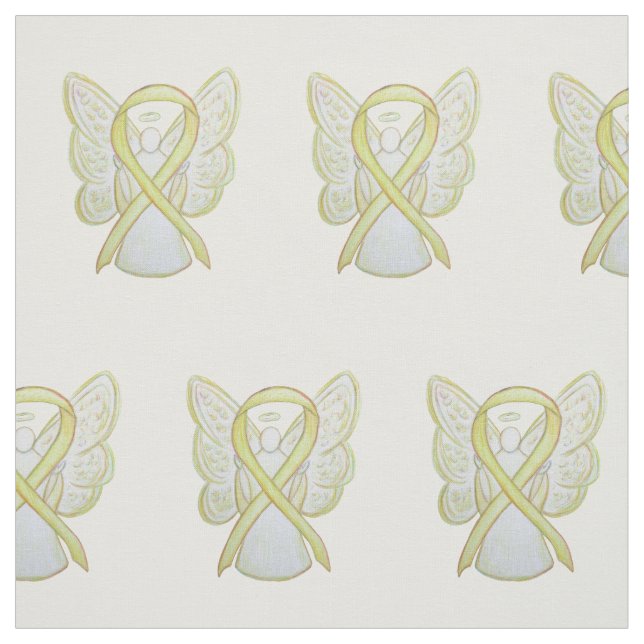 Yellow Awareness Ribbon Angel Fabric Material (Swatch)