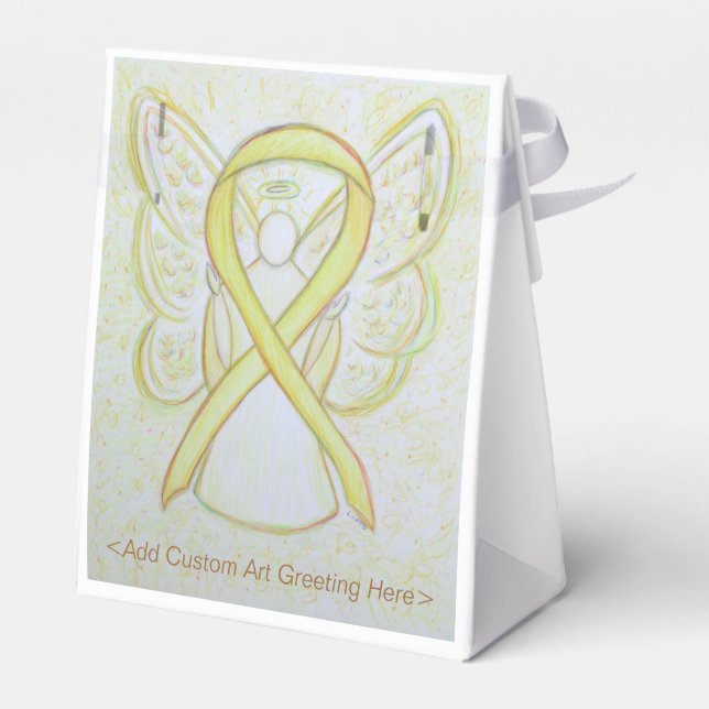Yellow Awareness Ribbon Angel Party Favour Boxes (Back Side)