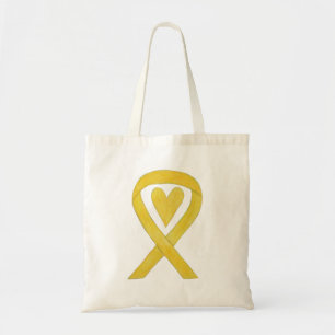 Yellow Awareness Ribbon Custom Art Tote Bag