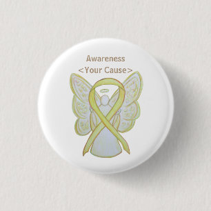 Yellow Awareness Ribbon Custom Pin Button