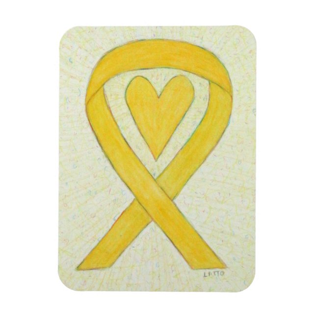 Yellow Awareness Ribbon Heart Custom Magnet Gift (Vertical)