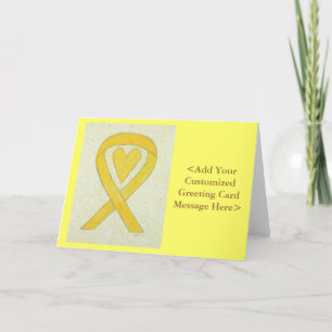 Yellow Awareness Ribbon Heart Personalised Cards