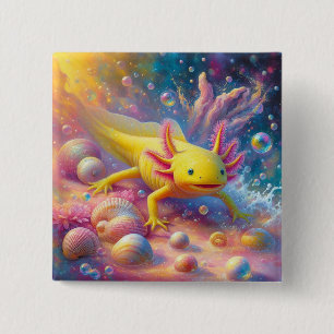 Yellow Axolotl 15 Cm Square Badge
