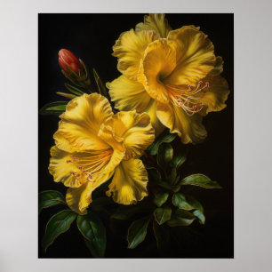 Yellow Azalea Flowers Art Print Poster