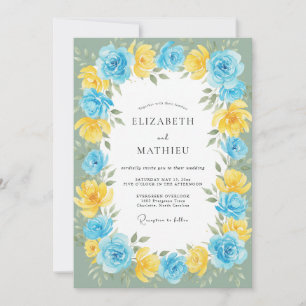 Yellow Azure Bloom Wedding Invitation