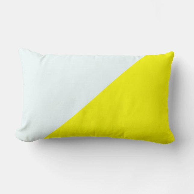 Yellow & Azure mist Solid Colour Background Lumbar Cushion (Front)