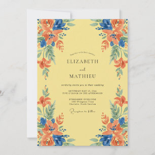 Yellow Azure Wildflower Wedding Invitation