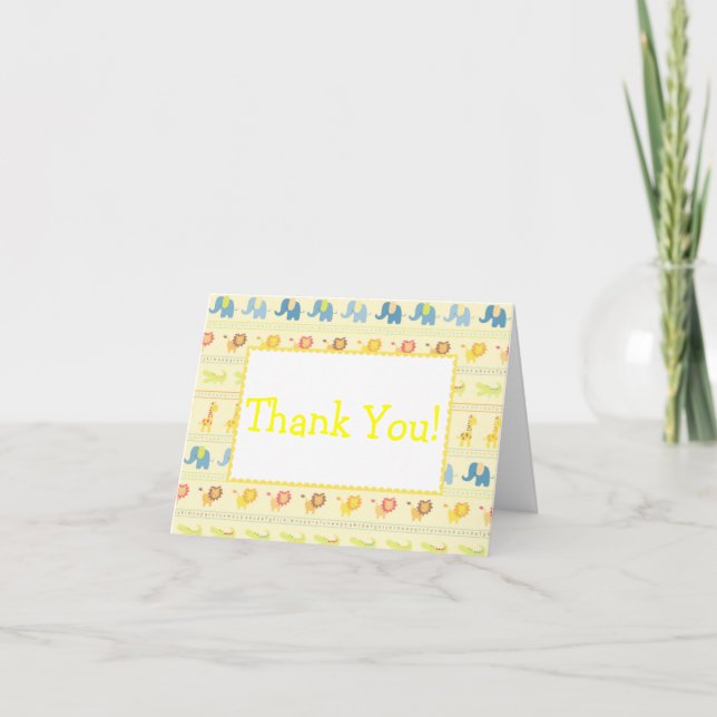 Yellow Baby Animals Thank You Cards (Front)