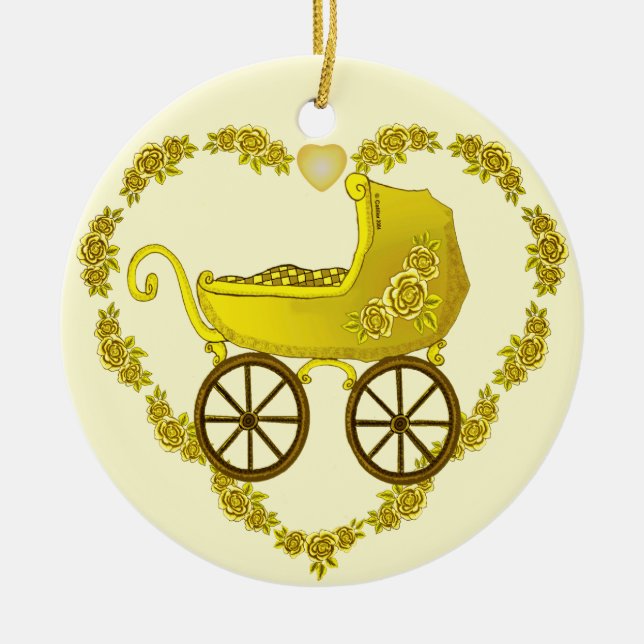 Yellow Baby Buggy ornament  (Front)