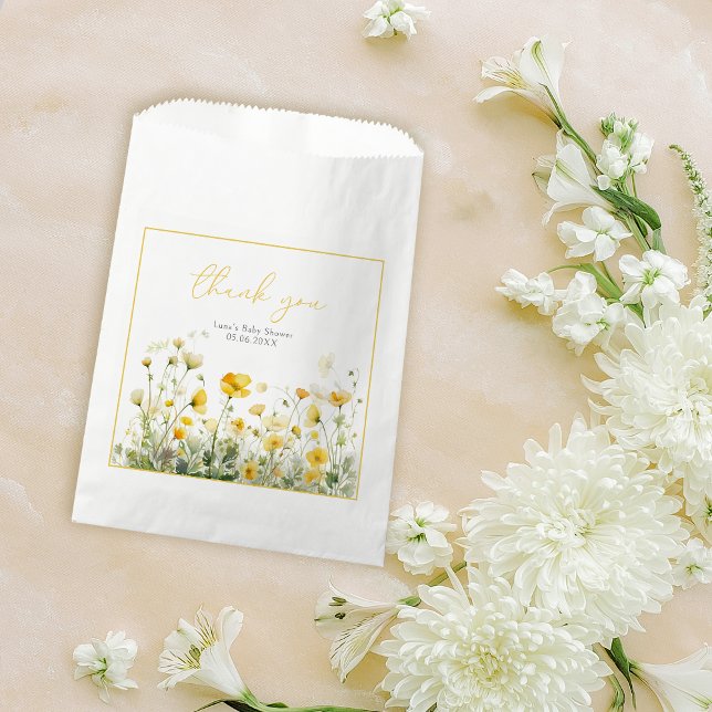 Yellow Baby In Bloom Floral Wildflower Baby Shower Favour Bags (Creator Uploaded)