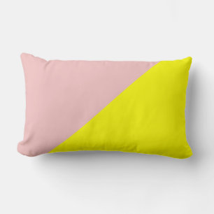 Yellow & Baby pink Solid Colour Background Lumbar Cushion