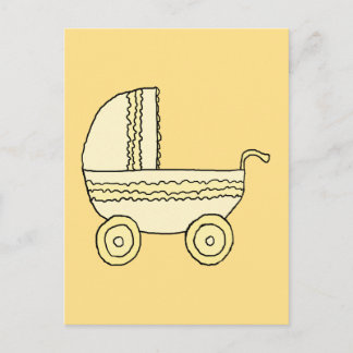 Yellow Baby Pram. Postcard