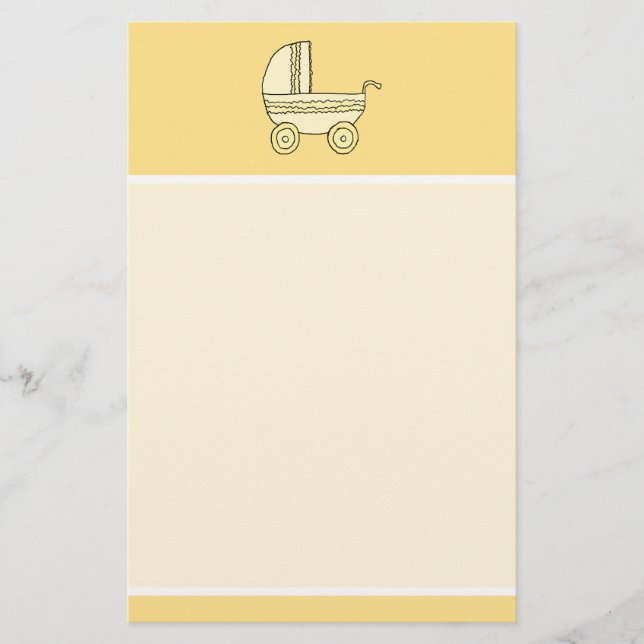 Yellow Baby Pram. Stationery (Front)