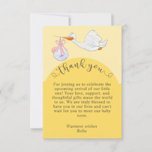 Yellow Baby Shower Stork Thank You Card