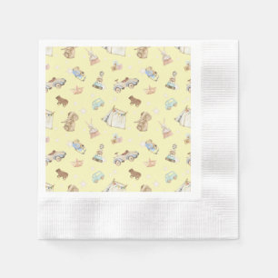 Yellow Baby Shower Vintage Toys Coin Cocktail Napkin