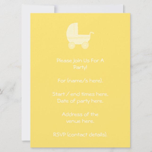 Yellow Baby Stroller. Invitation (Front)