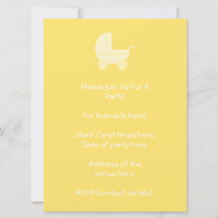 Yellow Baby Stroller. Invitation