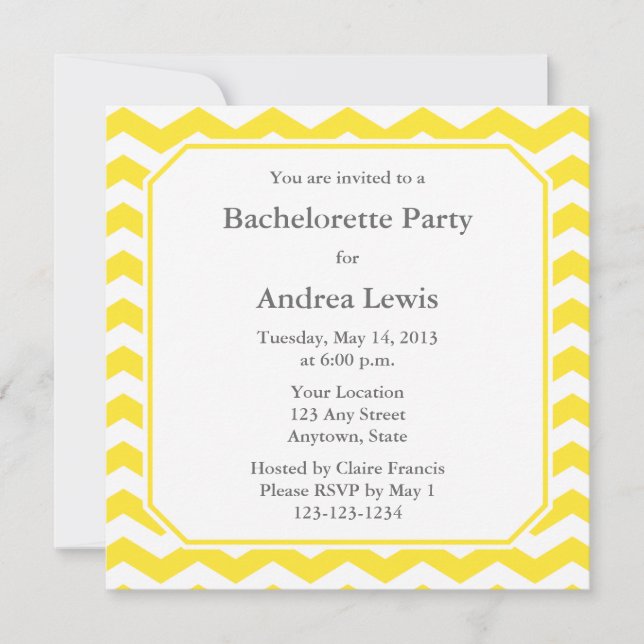 Yellow Bachelorette Party Invite / Announcement (Front)