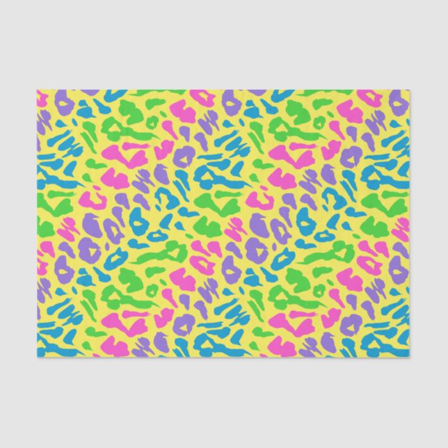 Yellow Back Leopard Neon Decoupage Tissue Paper (Front)