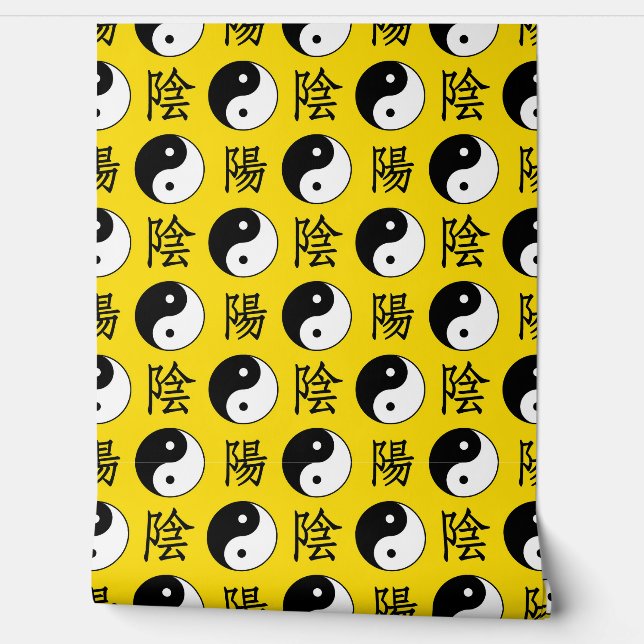 Yellow Background Chinese Yinyang Pattern Wallpaper (Unrolling)