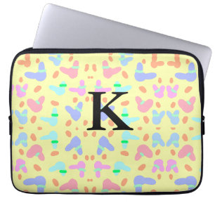 Yellow background colourful bunnies pattern add le laptop sleeve