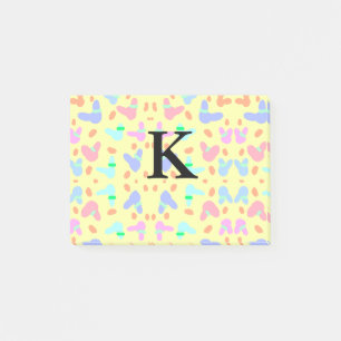 Yellow background colourful bunnies pattern add le post-it notes