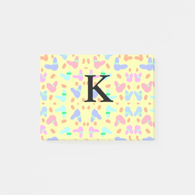 Yellow background colourful bunnies pattern add le post-it notes (Front)