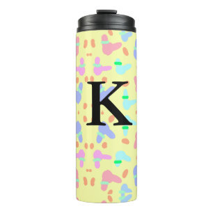 Yellow background colourful bunnies pattern add le thermal tumbler