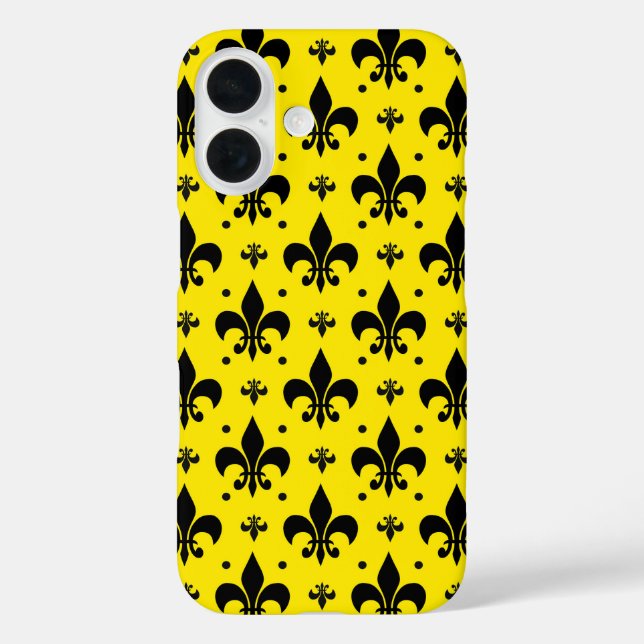 Yellow Background Fleur-de-lis Pattern Design  Case-Mate iPhone Case (Back)