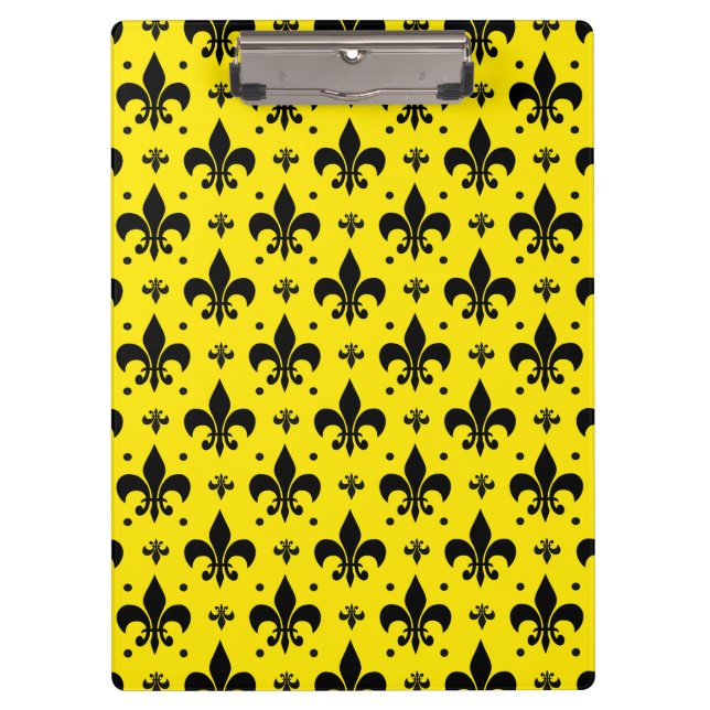 Yellow Background Fleur-de-lis Pattern Design  Clipboard (Front)