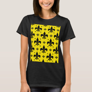 Yellow Background Fleur-de-lis Pattern Design T-Shirt
