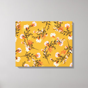Yellow background flowers canvas print