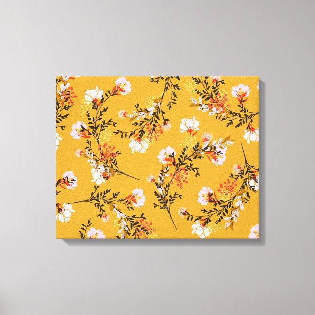 Yellow background flowers canvas print (Front)